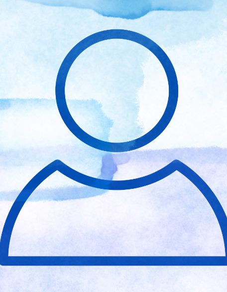 Grafik eines Menschen in blau mit verschwommenem blauen Hintergrund