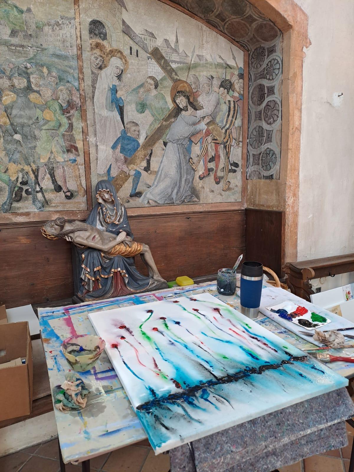 Kunst entsteht im Angesicht von Kunst. (c) Joachim Fey Kunst entsteht im Angesicht von Kunst.