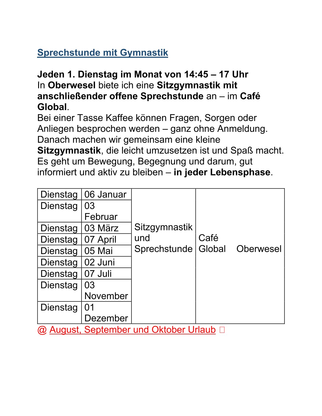 Sprechstunde mit Gymnastik Termine  (1)-1