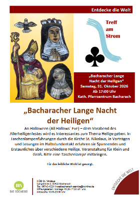 Plakat Bacharacher Lange Nacht der Heiligen 2026 (c) Treff am Strom / Christina Hessler Plakat Bacharacher Lange Nacht der Heiligen 2026