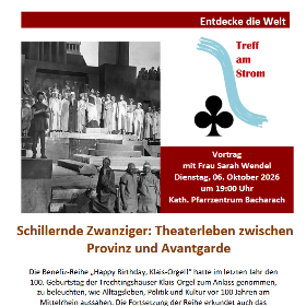 Plakat Vortrag 'Schillernde Zwanziger: Theaterleben zwischen Provinz und Avantgarde'
